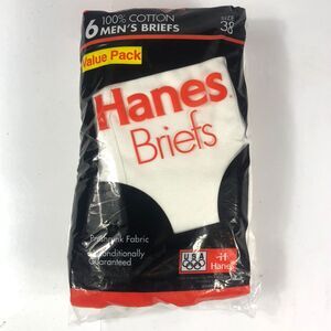 Vtg 1994 Hanes Briefs 6 Pack White Value Size 38 Value Pack NOS NIP Olympic Ring